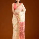Cream Zariwork Tissue Saree